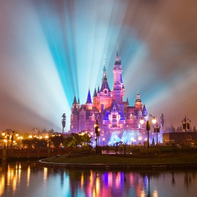 Shanghai Disneyland castle at night