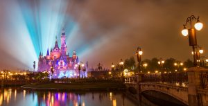 Shanghai Disneyland castle at night