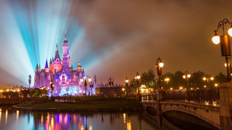Shanghai Disneyland castle at night