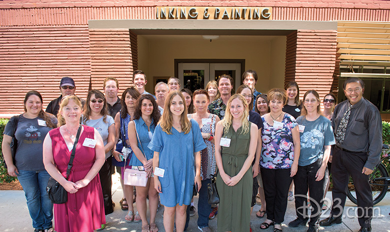 D23 Members in front of Ink and Paint Building