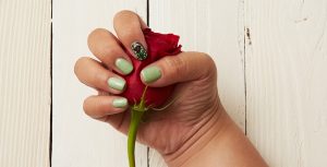 stained glass rose nail art