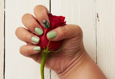 stained glass rose nail art