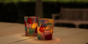 Stained glass candle holder