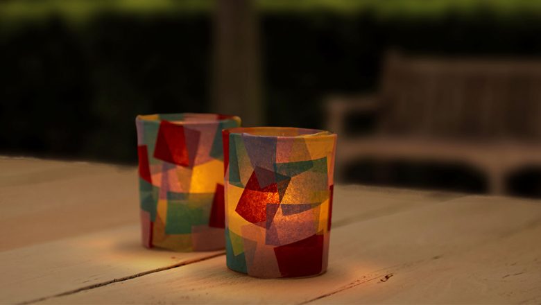 Stained glass candle holder