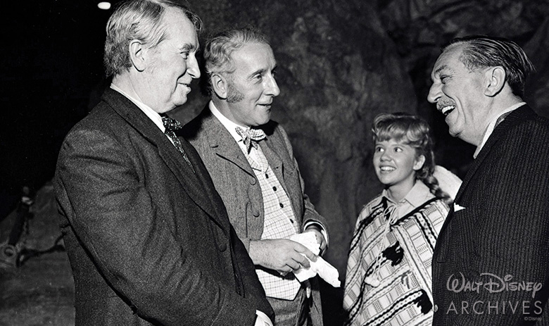 Maurice Chevalier, Wilfrid Hyde-White, and Hayley Mills with Walt Disney