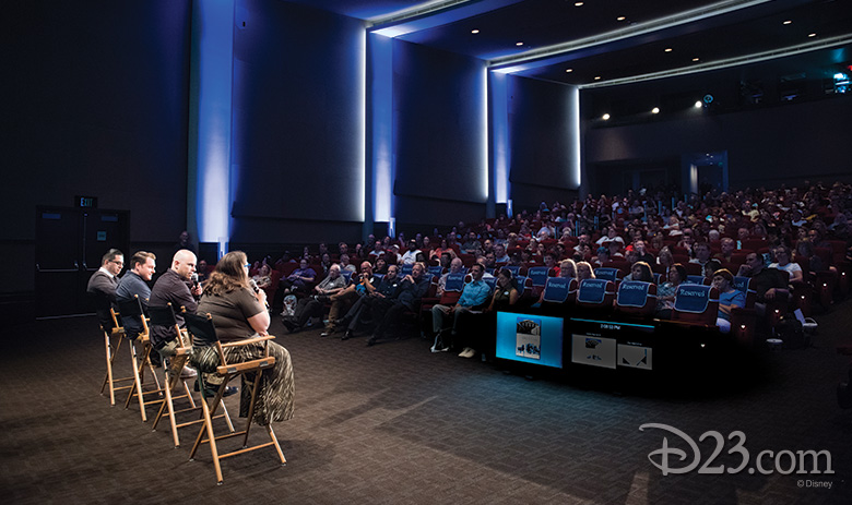 Guests sit in the theater for The Reluctant Dragon 75th Anniversary On the Lot