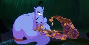 Aladdin and Genie playing Chess