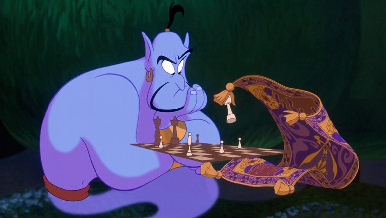 Aladdin and Genie playing Chess