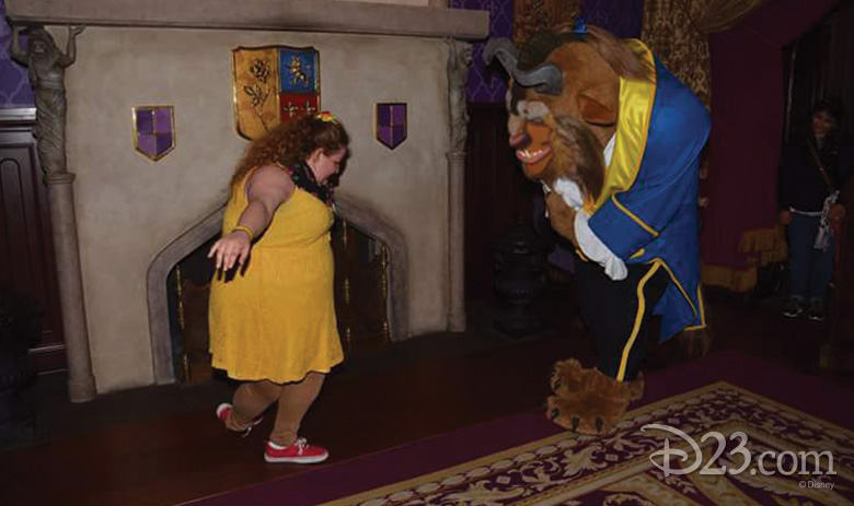 Guest dressed as Belle with Beast