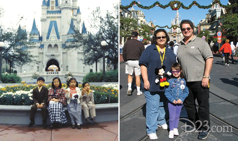 Family at Magic Kingdom circa 1971 and 2005