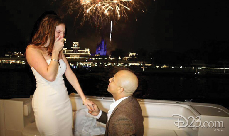 Guests during a proposal at Walt Disney World