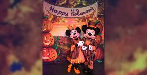 Mickey and Minnie in Halloween outfits