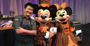 Chef Yuhi, Mickey Mouse, and Minnie Mouse