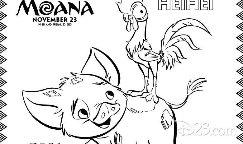 Pua and HeiHei coloring page