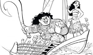 Moana and Maui coloring page