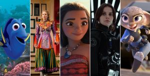 Dory, Alice, Moana, Jyn Erso, Judy Hopps