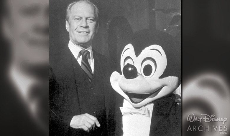 President Gerald Ford with Mickey Mouse