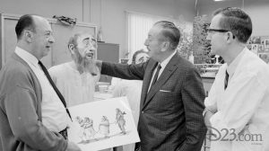 Walt Disney with Marc Davis and Blaine Gibson