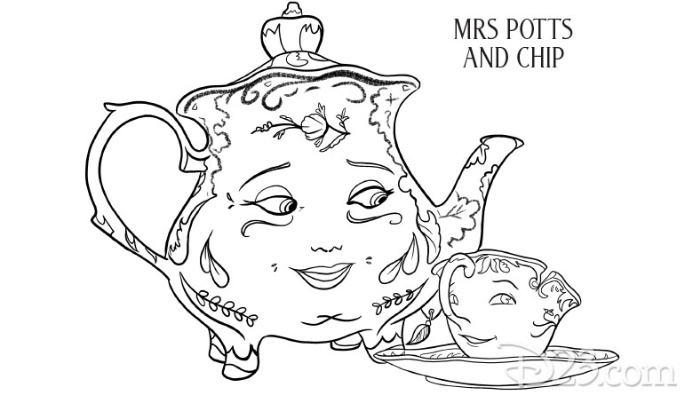 Beauty and the Beast coloring pages - Mrs. Potts and Chip
