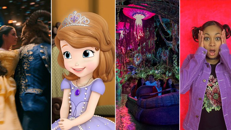 Split image of Beauty and the Beast, Sofia the First, Pandora, and Raven