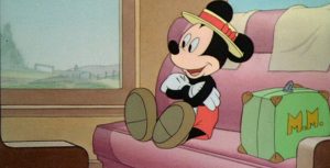Mickey Mouse on a train