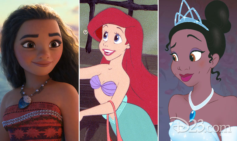 Moana, Ariel, and Tiana