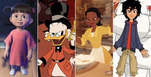 Boo, Scrooge, Tiana, and Hiro