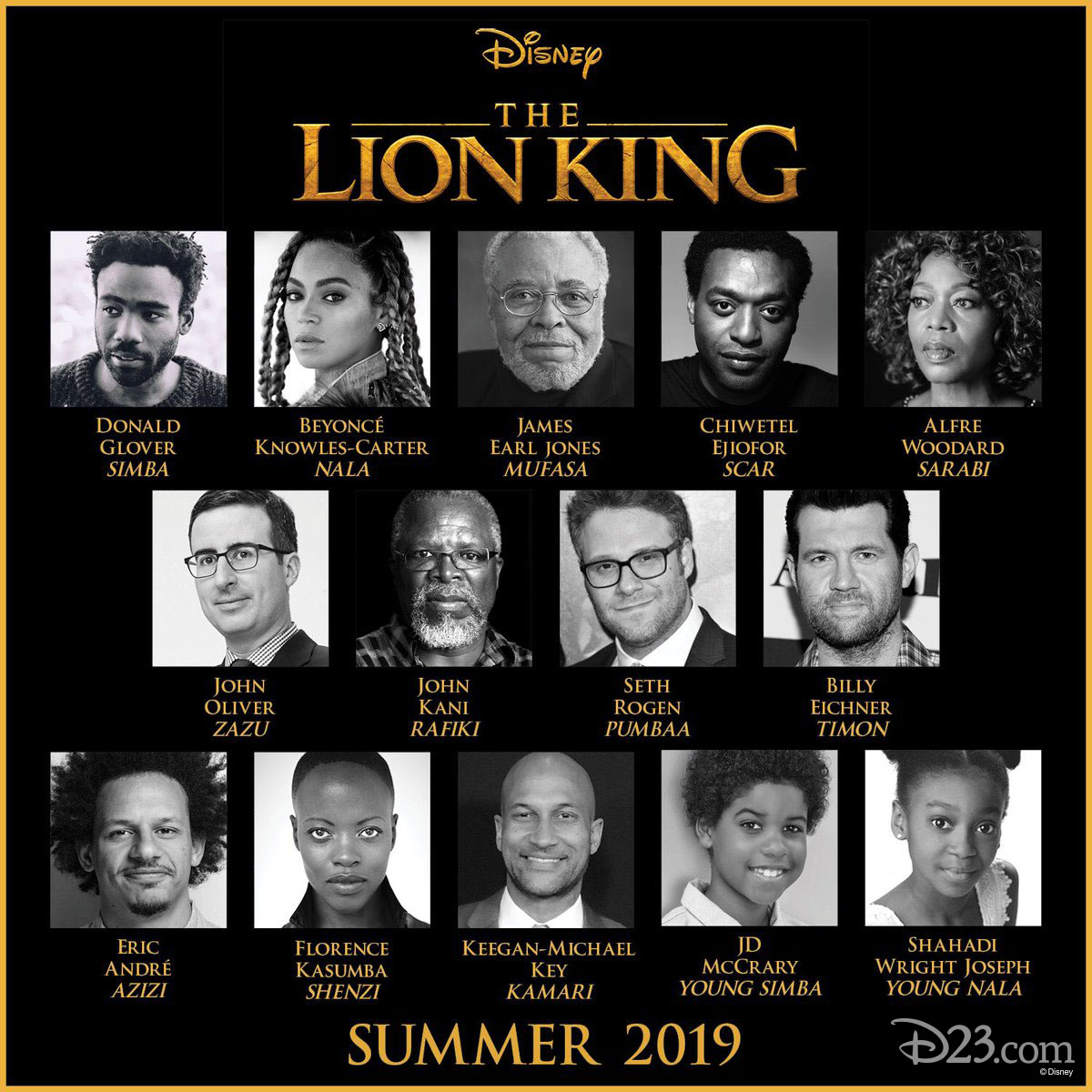 leven Scully plank Cast of The Lion King Revealed - D23