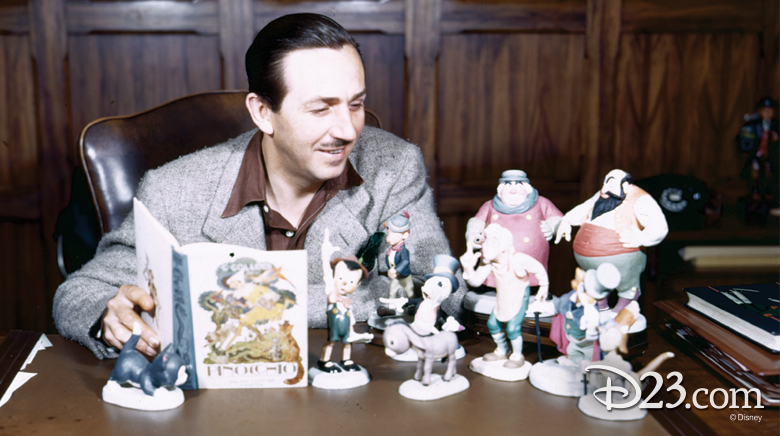 Walt with Pinocchio Maquettes - D23