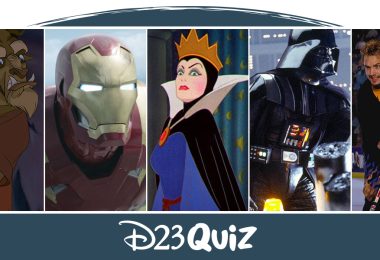 A blue half circle takes up most of a white graphic. Inside the circle is a rectangle with 5 photos side by side. To the far left is the Beast from Beauty and the Beast with an angry look on his face. To the right of that picture is a picture of Iron Man. To the right of that picture is Maleficent from Sleeping Beauty who has a shocked look on her face. To the right of that picture is Darth Vader from Star Wars and next to his picture to the far right is Griffelkin from H-E Double Hockey Sticks, played by Will Friedle, with a red hockey stick in hand and angry look on his face.