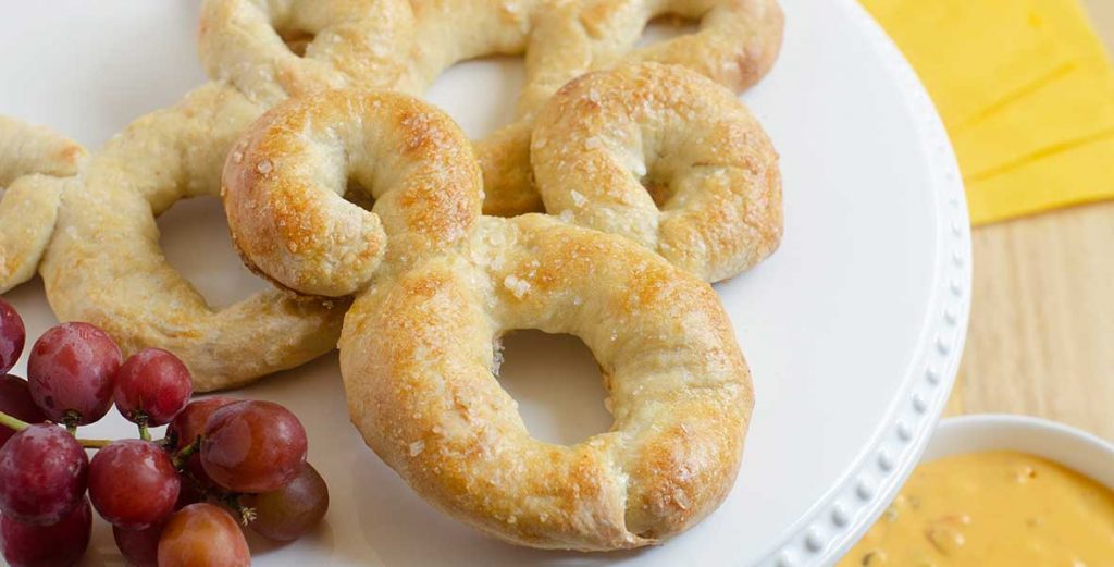 Mickey Pretzels and Cheesy Dip
