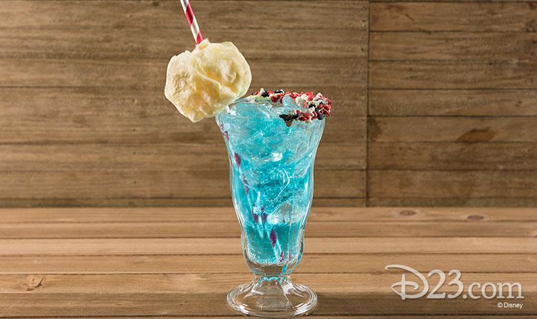 Disney California Adventure Food & Wine Festival 2019 Yippee! Mickey’s Cotton Candy Soda (non-alcoholic): Sprite, Cotton Candy, Premium Syrup, Half-rimmed Butter Cream with Pineapple Cotton Candy Garnish