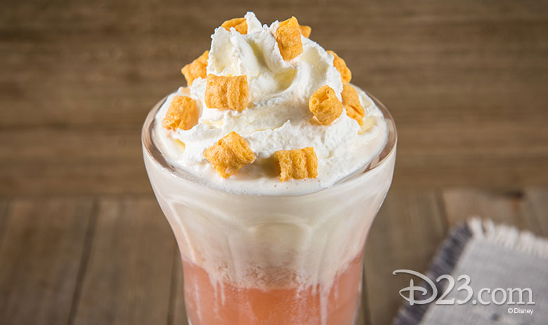 Disney California Adventure Food & Wine Festival 2019 Strawberry Float with Vanilla Ice Cream, Whipped Cream, and Crunchy Cereal Garnish