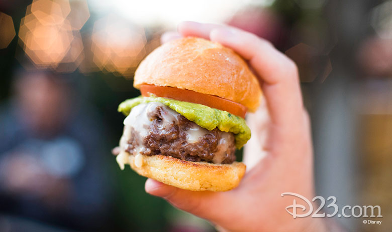 Disney California Adventure Food & Wine Festival 2019 Petit Impossible Burger with Guac and Pepper Jack Cheese