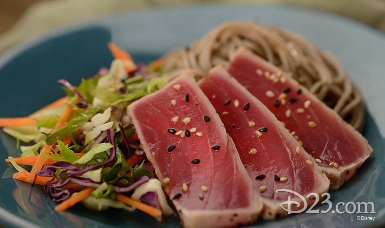 Chilled Soba Noodle Salad with Pan-seared Tuna and Wasabi Dressing