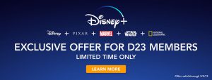 Disney+ landing page post-D23 Expo banner