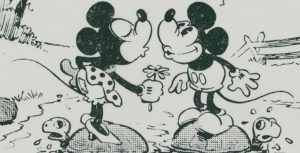 mickey and minnie mouse kissing