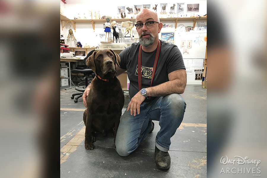 Master puppet maker Andy Gent and his dog, Charlie