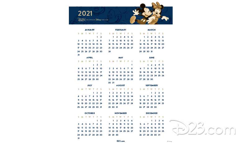 Save The Disney Dates With These Printable 2021 Calendars D23