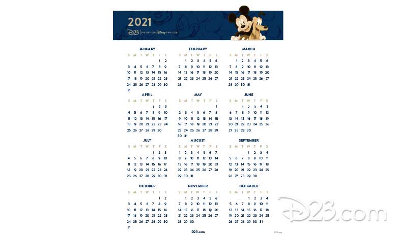 Save The Disney Dates With These Printable 2021 Calendars D23