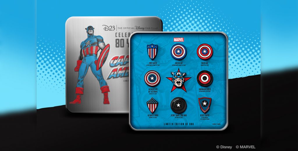 This D23-Exclusive Captain America Pin Set Celebrates 80 Star-Spangled Years!