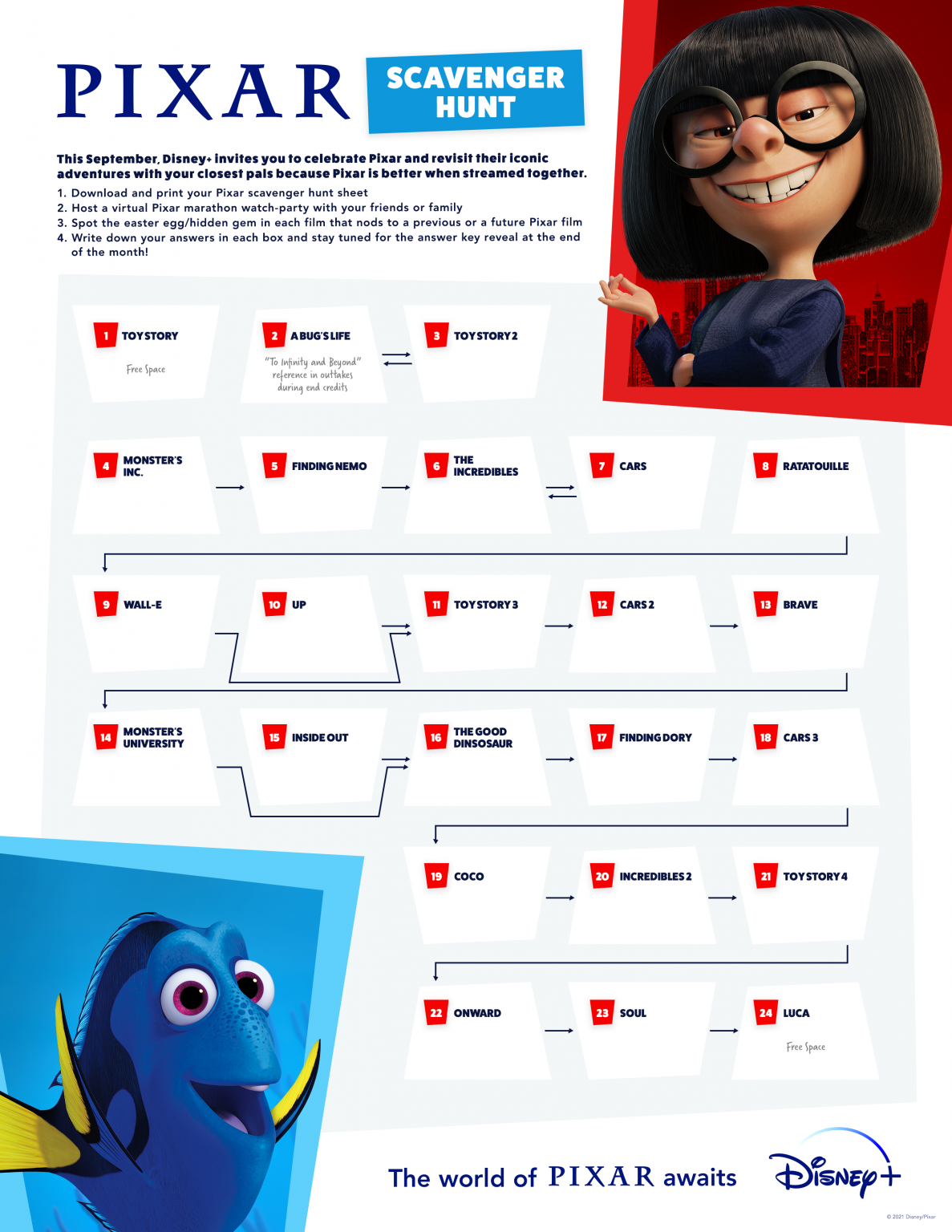 pixar scavenger hunt