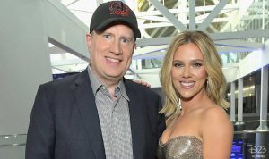 Kevin Feige and Scarlett Johansson