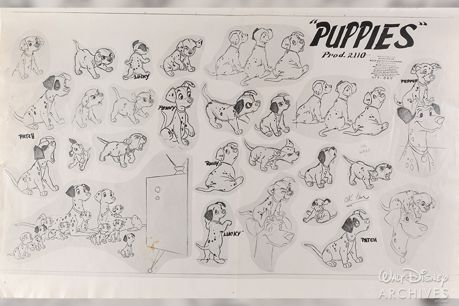 Model sheet for the Dalmatian puppies.