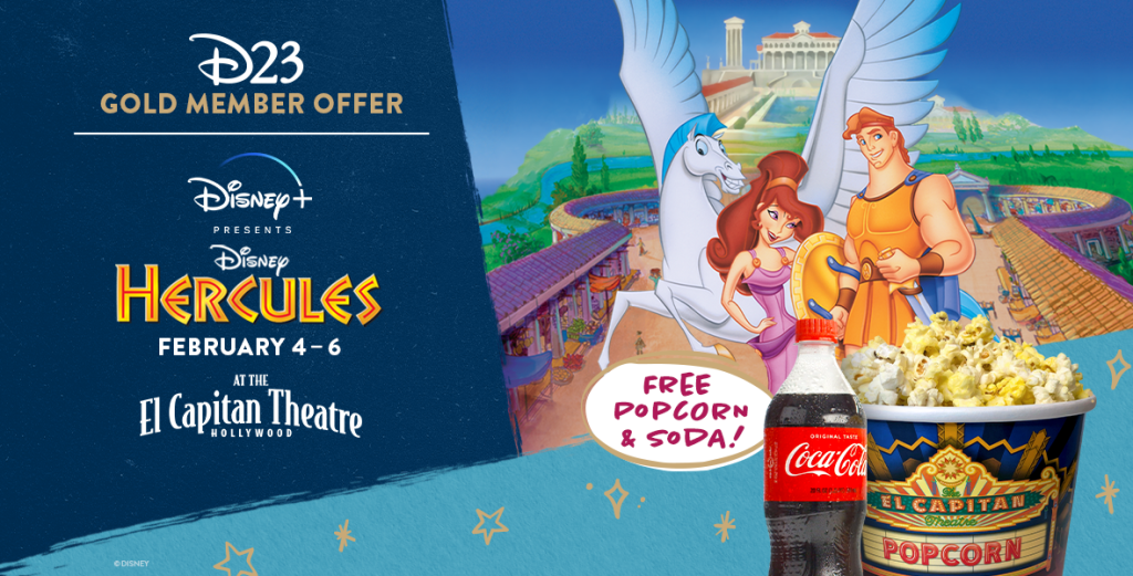 Special Concessions Offer for D23 Gold Members – Disney+ Presents: Disney’s Hercules at the El Capitan Theatre