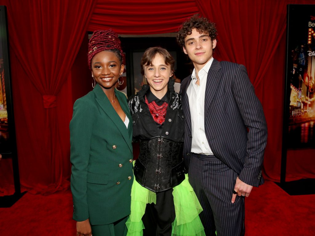 LOS ANGELES, CALIFORNIA - MARCH 15: (L-R) Aria Brooks, Rueby Wood, and Joshua Bassett attend the Los Angeles Premiere of Disney's "Better Nate Than Ever" at El Capitan Theatre in [Hollywood], California on March 15, 2022. (Photo by Jesse Grant/Getty Images for Disney)