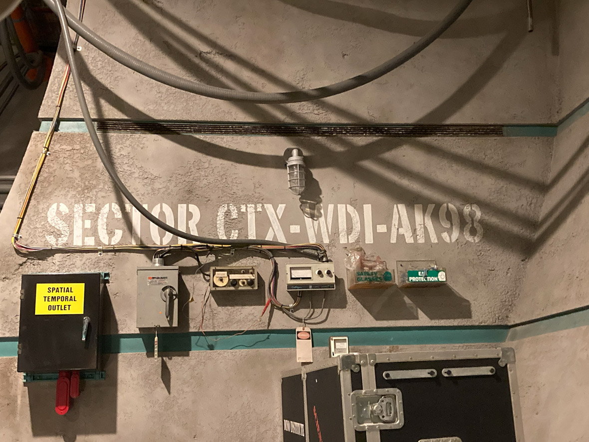 A wall with a series of electrical panels that reads "Sector CTX-WDI-AK98"