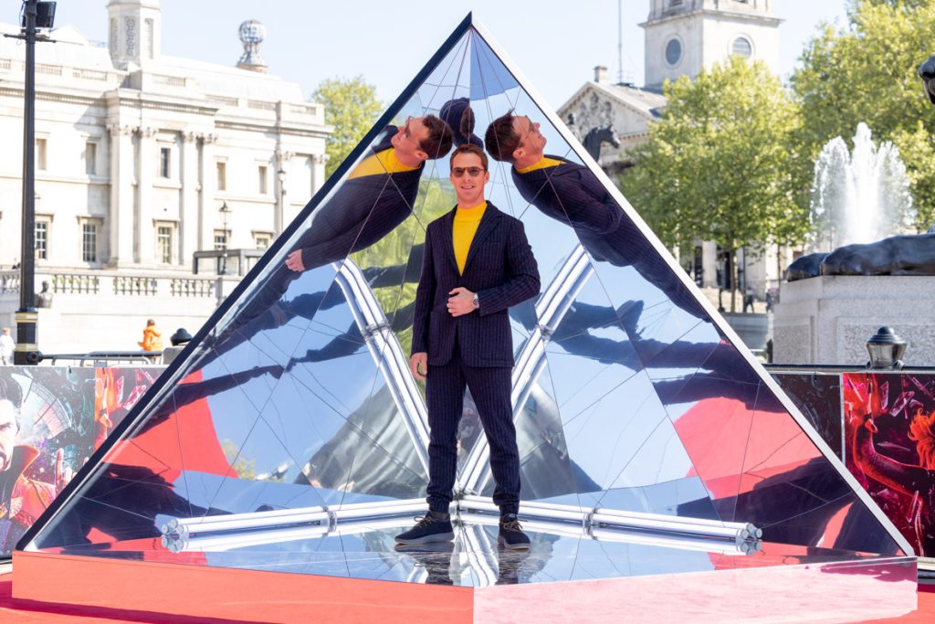 LONDON, ENGLAND - APRIL 26:  Benedict Cumberbatch attends the photocall for Marvel Studios' "Doctor Strange in the Multiverse of Madness" in Trafalgar Square on April 26, 2022 in London, England. (Photo by James Gillham/StillMoving.net for Disney)