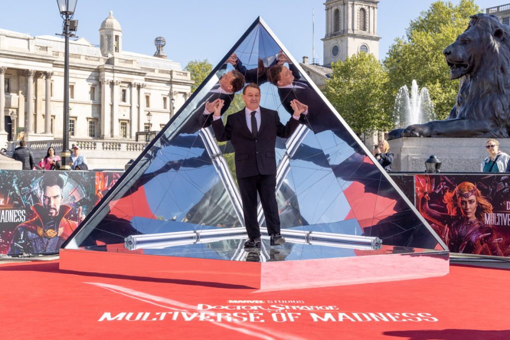 LONDON, ENGLAND - APRIL 26:  Sam Raimi attends the photocall for Marvel Studios' "Doctor Strange in the Multiverse of Madness" in Trafalgar Square on April 26, 2022 in London, England. (Photo by James Gillham/StillMoving.net for Disney)