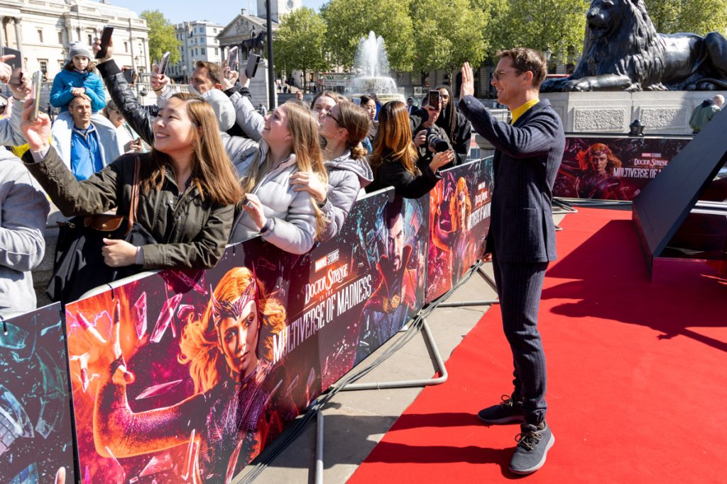 LONDON, ENGLAND - APRIL 26:  Benedict Cumberbatch attends the photocall for Marvel Studios' "Doctor Strange in the Multiverse of Madness" in Trafalgar Square on April 26, 2022 in London, England. (Photo by James Gillham/StillMoving.net for Disney)